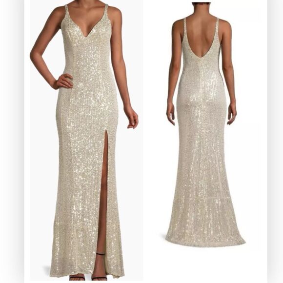 Mac Duggal 11276 Dress Sequined Sleeveless Column Gown NWT size 8 $398 - Picture 4 of 6